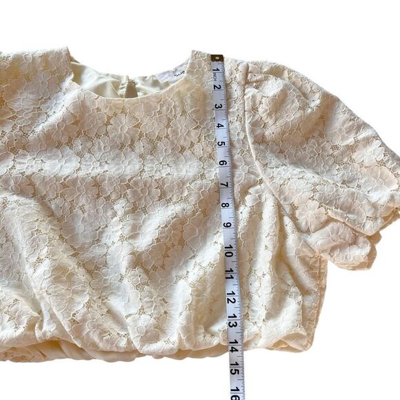 Cropped Puff Sleeve Lace Top - Picture 3 of 5